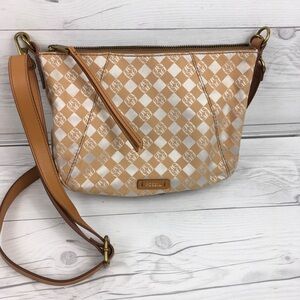 NWOT FOSSIL SKYLAR CROSSBODY WHITE/TAN PURSE HANDBAG Vintage Y2K